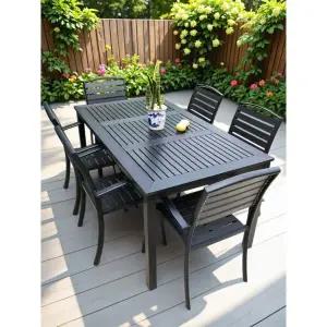 전원주택 야외 테이블 리조트 펜션 대가족 6인용 아연 도금 강철 프레임 표준형한정