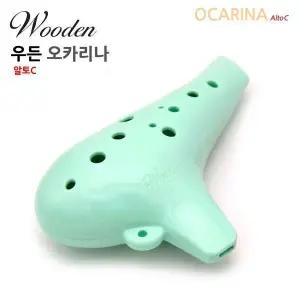 [하프클럽/]오카리나 교육용 우든 알토C 민트 색상 입문용 악기 풍부한 소리
