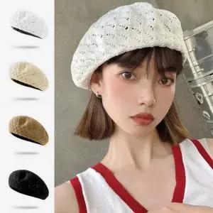 봄 여름 데일리 여자 니트 펀칭 짜임 베레모