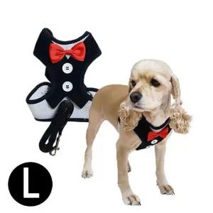 블랙 하네스 우쭈쭈 강아지 하네스 L 턱시도 세트 (WFJ7U67)