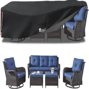 LSongSKY 야외 가구 커버 방수 600D 헤비 듀티 파티오 6/7/8 PCS 세트 섹션형 소파 다이닝 흔들 회전 의자