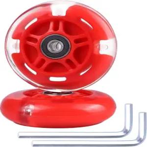 글레이더 2팩 80mm 3륜 스쿠터 뒷바퀴에 인라인 스케이트 교체용 바퀴 불이 켜짐 (빨간색)