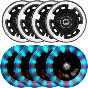 8팩 라이트 업 인라인 스케이트 휠 64mm 72mm 76mm 80mm - 실내외용 85A ABEC-9 베어링 포함