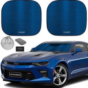 오토아메릭스 2피스 윈드실드 차단기 자동차 대부분의 전면 폴더블 SUV 바이저 자외선을 소형 유리창 트럭 선쉐이드 시원하게 차량을 메탈릭 블루 유지해주는 프로텍터가 최대 차단하고