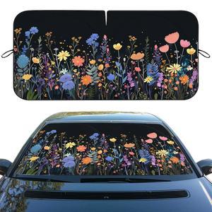 와일드 플라워 자동차 가리개 U200BSHEED W용 31 5인치 효과 플로럴 앞유리 햇빛 SUV 트럭 보호 59인치 앞유리 컬러풀 세단 레트로 액세서리 자외선 차단 태양