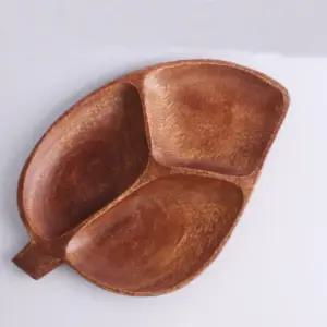 아카시아 나뭇잎3절/접시/원목/트레이/우드/다용도/나무/간식/그릇/분식/과자/디저트/과자/플레이트/안주