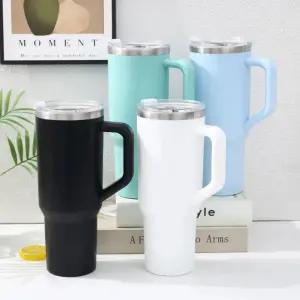 1.18리터 대용량 스텐 텀블러+빨대 포함 손잡이 보온 보냉병