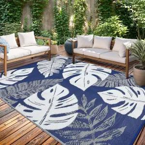 가비라이프 야외 파티오 러그 8x10 방수 플라스틱 빨대 리버서블 UV 저항 캠핑 매트 휴대용 가방이 있는