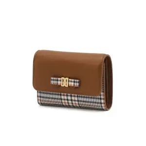 매장정품 닥스 DAKS WOMENS ACCESSORIES [JEANNE] 리본DD장식 브라운 체크 가죽배색 카드홀더 DCHO5F936W2