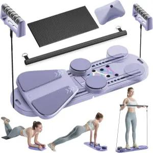에일린코 필라테스 리포머 세트 - 홈 운동용 보드 6 in 1 휴대용 및 접이식 머신 Ab 롤러 코어 장비