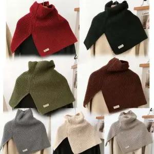 터틀넥 니트 넥워머 어깨숄 니트망토 레이어드워머