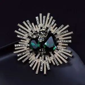 [하프클럽/]지르코니아 화려한 패션브로치 쿠빅 칼라 불꽃 옷핀 그린