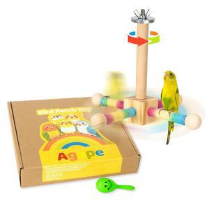 아가페 버드 토이, 앵무새 360 인터랙티브 회전 농어, 중소형 앵무새가 에너지를 소비할 수 있는 새장 액세서리, 잉꼬를 위한 나무 스탠드 앵무새 사랑새가 핀치 버디를 장식합니다