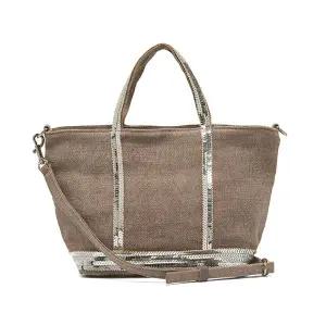 [바네사브루노] 0PVE31 V40410 992 카바스 스팽글 리넨 지퍼 토트백 미니 XS