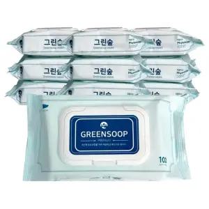 그린숲물티슈(100매) 낱개 1개 캡형 국산 저자극 아기 대용량물티슈 그린숲