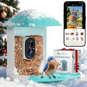 카메라 새 모이통 외부용 스마트 버드 하우스 2K HD 자동 기록 비디오 AI 식별 및 즉각적인 알림 태양열