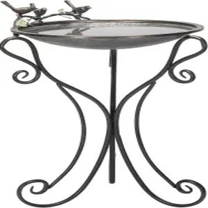 알파인 코퍼레이션 빈티지 금속 조류 목욕과 나뭇가지 및 새 피규어 정원 파티오 데크 현관 철제 야외 장식