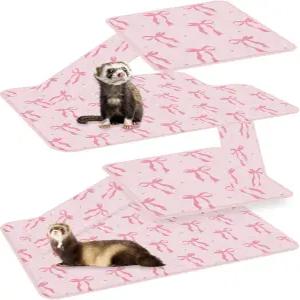 JarThenaAMCS 7개 보우 페럿 케이지 라이너 세트 크리터 네이션 액세서리 키트 핑크 보우노트 워셔블 더블