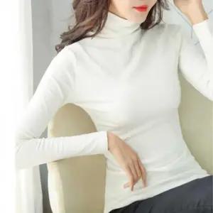 여자 겨울 주말 외출 베이직 터틀넥 기모 목 폴라 티 면목폴 라티 검정 스판 폴라티