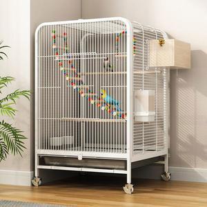 새장 대형 앵무새 하우스 날림장선반 세트 도어 이동식 투명 조류용품 새집 A형