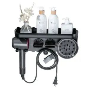 SMJ 드라이기 거치대 선반일체형 무타공 붙이는 헤어걸이 어꽂이 어거 홀더 수납