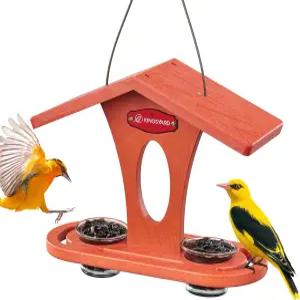 야외 걸이용 킹야드 새 모이통 재활용 플라스틱 오리올 젤리 5온스 포함 2개의 접시 내구성 및 내후성 조류