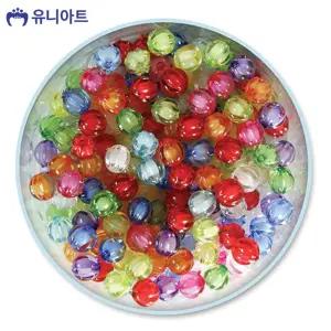 유니아트 5000통 모양 비즈 44번 - 크리스탈 투명 이중 구슬 1cm 140개/세트/팔찌/목걸이/DIY/만들기/공작