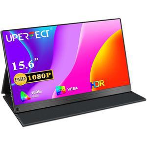 UPERECT 휴대용 모니터, 15.6인치 IPS HDR 1920X1080 FHD 케어 여행용 화면 USB C 게이밍 모니터, 듀얼 스피커 외장 모니터 HDMI 타입-C VESA (노트북 PC폰용)