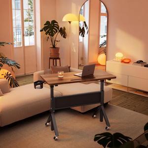 화누오 롤링 스탠딩 데스크 높이 조절 가능, 보행 패드와 러닝머신을 위한 모바일 스탠드 업 데스크, 바퀴가 달린 휴대용 컴퓨터 테이블, 높이 28.7