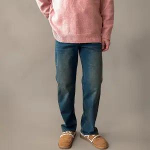 남성 기모 데님팬츠 빈티지 워싱 일자핏 겨울용 면바지