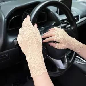 여성 레이스 망사 반장갑 패션 플라워 손목토시