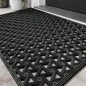 루미 아웃도어 도어 매트 24x36 현관문 외부 튼튼한 고무 환영 미끄럼 방지 배수구가 있는 이지 클린 현관