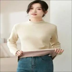 여성 겨울 후리스 목티 반폴라 이너 기모티셔츠 3색