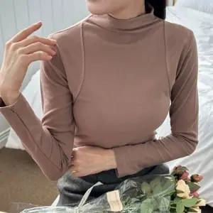 반목 안감 여자 긴팔 폴라티 겨울 기모 티셔츠