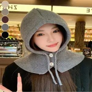 페이크후드 넥워머 바라클라바 겨울 니트 후드 여자