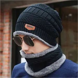 융털비니 겨울비니 방한모자 목도리 남자 넥워머세트