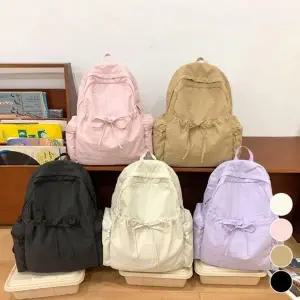 여자 나일론 4컬러 가벼운 리본 여자가방 스트링 백팩