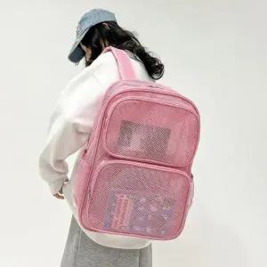 ( )초경량 메쉬 백팩 스포츠 망사 핑크 여름 수영장 가방 책가방 배낭여행 물놀이용