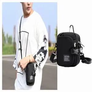 (색상 블랙)파우치 캐주얼 힙색 백 크로스 보조가방 미니 고리