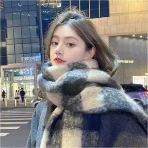 겨울 남녀 넥워머 빅사이즈 오버핏 머플러 숄 목도리 체크