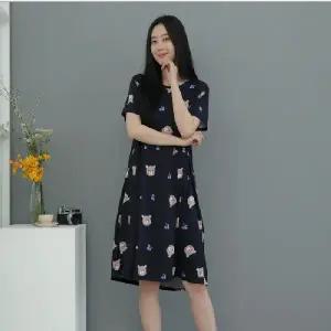 여성반팔원피스잠옷 여성 피치 반팔 원피스 잠옷 빅사이즈 곰돌이 캔디베어 실내복 스판원단 홈웨어