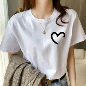 여성 면 라운드티