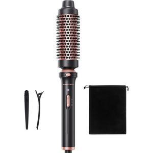 에어브러시 웨이브 롤드라이기 빗드라이기 여행용 분리형 골 가열 원형 전압 룩 파우치 브러시 1 5인치 벨벳 블로우아웃 로즈 듀얼 있는 연출이 용이한 웨이브토크