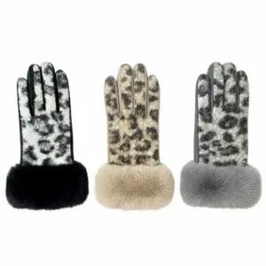 클래식 레오파드 뽀글이 양털 호피 퍼 스마트터치 장갑