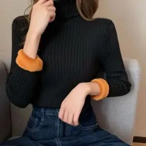 데일리 여성 목폴라 기모안감 폴라티 골지 티셔츠