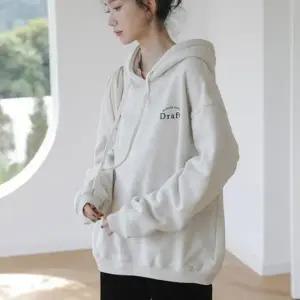 (색상 오트밀)심플 여성 후드티 오버핏 여자 후드 기모 긴팔 티셔츠