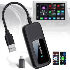 넷플릭스, 스포티파이, 유튜브, 프라임 비디오, IPTV, 퀵 페어링, 지연 시간 없음, 오프라인 USB 재생과 호환되는 올인원 자동차 스트리밍 박스 무선 카플레이 및 안드로이드 오토 어댑터 GETPAIR Go