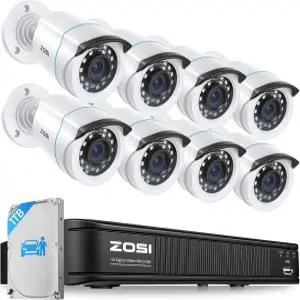 AI 인체 차량 감지 기능이 있는 ZOSI H.265 이상 가정용 카메라 시스템 5MP 3K 라이트 8채널 CCTV DVR