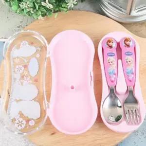 어린이 식사용 수저 포크 휴대 케이스 겨울왕국 디자인 유아용 키즈 도시락