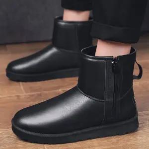 [라일리] Rly 남성 사이드 지퍼 기모 가죽 부츠 블랙 1P 겨